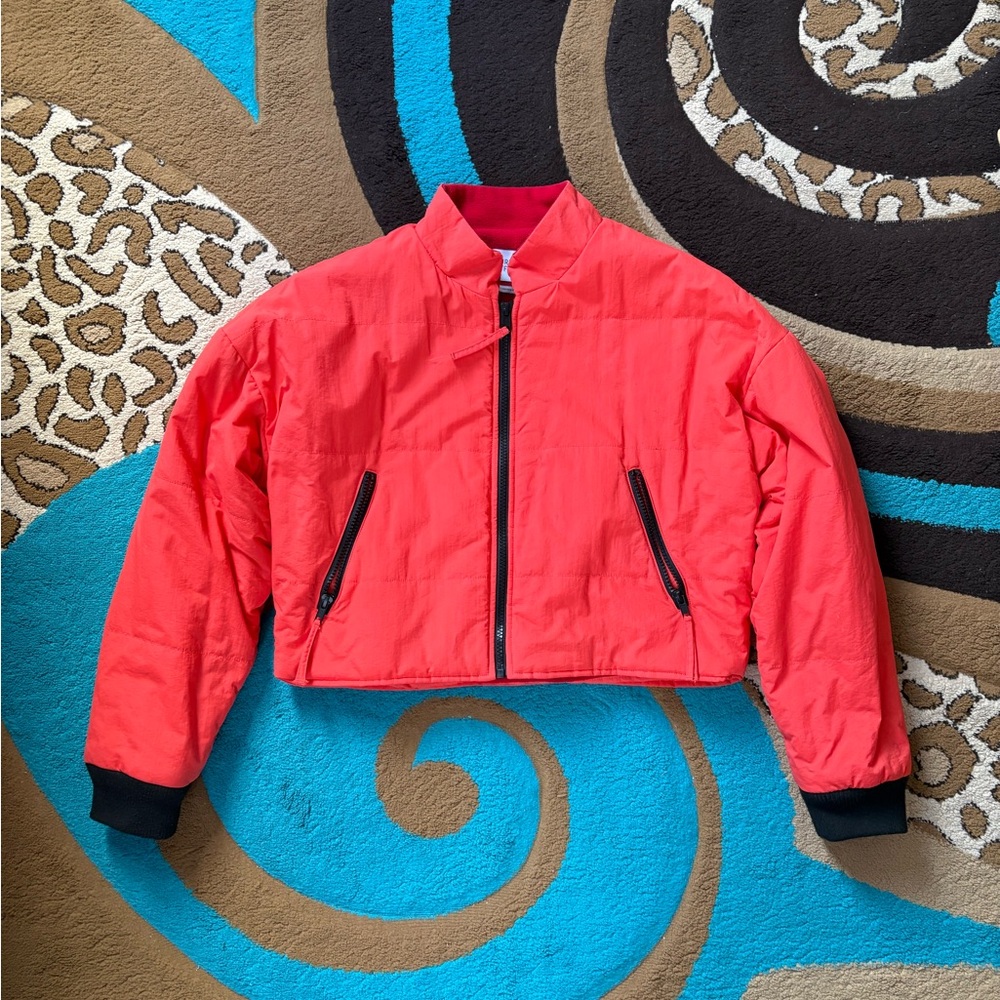 Urban Outfitters Neon Orange & Black Cropped Jacket
